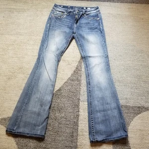 Miss Me Jeans Womens 29x31 Signature Flare Flap Pockets Western - Picture 1 of 12