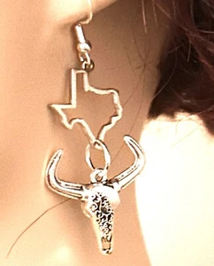 Texas Longhorn Earrings For UT Lovers Handcrafted Unique Jewelry Hook'm Horns - Picture 1 of 4