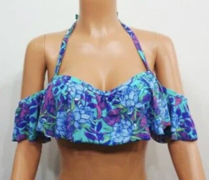 NWT Xhilaration Blue Off The Shoulder Bandeau Bikini Top Swimwear Ladies Small - Picture 1 of 7