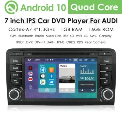 Android 10 Tablero 7" Coche DVD GPS Navegación Radio Estéreo RDS Para 2003-2012 AUDI A3 S3 RS3 Foto 1 de 4