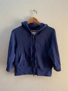 VSX Sexy Sport Victoria's Secret Crop Hoodie Sweatshirt Blue Medium Gym Workout - Picture 1 of 4