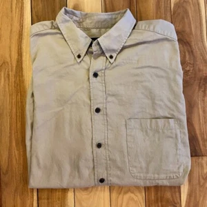 Eddie Bauer Extra Large Tall (XLT) Vintage Beige Solid Button Down — Big & Tall - Picture 1 of 4