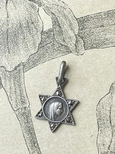 Charmant pendentif en Argent et marcassite - Forme étoile - Vierge Marie - Picture 1 of 2