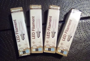 4 Pack 2.5 Watt Chandelier LED Bulbs 120V Candelabra T6/E12 Clear 2700K Dimmabl - Picture 1 of 4