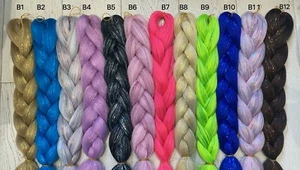 Synthetic Hair Extension with Hair Tinsel 4 Weaves/ Braids Assorted Colours 24" - Picture 1 of 18