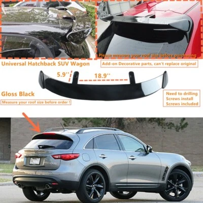 For 2014-17 INFINITI QX70 Gloss Black GT-Style Rear Roof Spoiler Wing Universal Foto 1 de 4