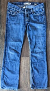 Jeans BKE Stella bootcut punto pesante taglia 28 denim blu invecchiato sbiadito elasticizzato - Foto 1 di 19