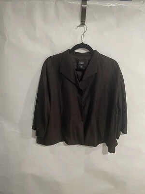 Blazer Eileen Fisher Texturizado Marrón Forrado Bolsillos 100% Seda Peso Ligero Talla L Foto 1 de 4