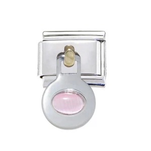 Pink oval dangle 9mm Italian Charm - fits 9mm Classic charm bracelets - Picture 1 of 1