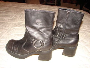 Botas de bicicleta Harley Davidson de cuero negro botas para mujer EE. UU. talla 6 - Imagen 1 de 5