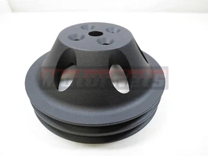 SBC Chevy Negro Billet Aluminio 2 Ranuras Corta Bomba de Agua Polea SWP SB 305 350 - Imagen 1 de 4