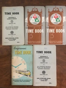 Lot of 5 Early 60's Railroad Train and Engine-men's Time Book Filled out cool 61 - Picture 1 of 12