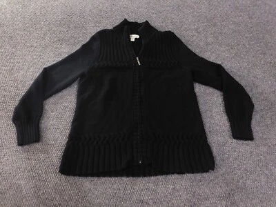 Suéter Coldwater Creek Pequeño Negro Cremallera Mujer Elástico Algodón Simulado Tejido Foto 1 de 4