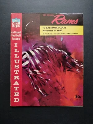 1962 LA Rams vs Baltimore Colts NFL Illustrated Program Unitas Olsen Gabriel - Image 1 of 4