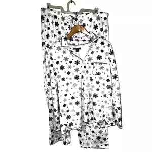 Snowbunny X-Large Pajama Set Sleep Top Pant Plush Fur Lot Holiday Snowflake NEW - Picture 1 of 11