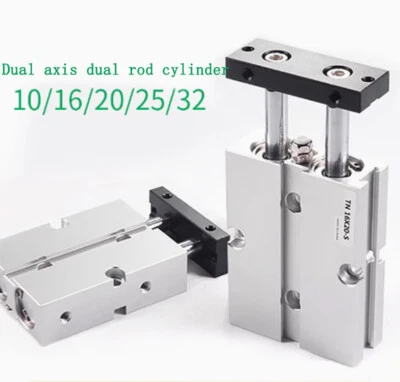 TN16mm Bore 10~150mm Stroke Dual Acting Pneumatic Air Cylinder Double Rod Alloy - Image 1 of 4