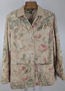 Veste de grange Ralph Lauren vintage années 90 Y2K lin sergé floral boho corvée L cottage - Photo 1/6