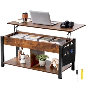 Lift Top Coffee Table 41.7" Rectangle Coffee Table for Living Room Brown - Picture 1 of 12