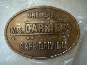 Vintage Trucking Semi M. S. Carriers One Year Safe Driving Messing Gürtelschnalle - Bild 1 von 7