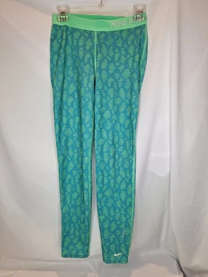 #570 Nike Pro Niñas Leggings Talla XL Verde y Azul Dri Fit Foto 1 de 4