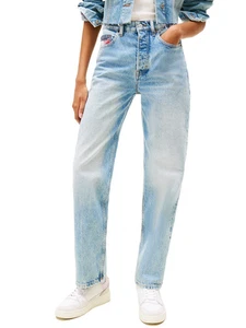 PANTALONE DONNA TOMMY JEANS DW0DW20498 COTONE BLU ORIGINALE AI 2026 - Foto 1 di 3