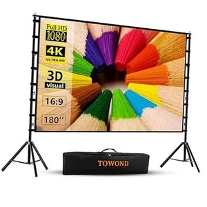 Projector Screen and Stand, 180 inch Outdoor Projector Screen 15 FT 180 inches - Picture 1 of 7
