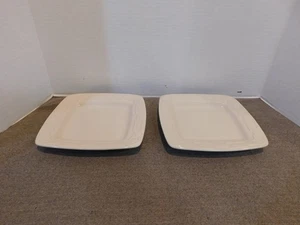 Juego de 2 platos de almuerzo cuadrados de cerámica Longaberger marfil - Imagen 1 de 4