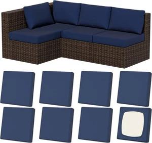 8 Stück Stretch Terrassen Kissenbezüge, Outdoor Couch & Eckig-Groß, Marineblau - Bild 1 von 9