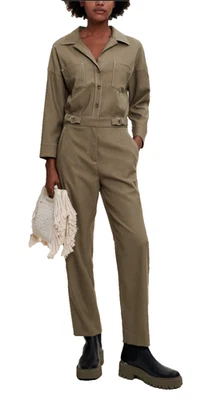 Macacão Maje Feminino Tamanho 40 EUA 8 Gorpcore Bolsos de Mistura de Lã Oliva NOVO $585 - Imagem 1 de 4