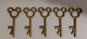 Mickey Mouse Small Cast Metal Shaped Bottle Opener Skeleton Key Disney 5pc Lot - Picture 1 of 2