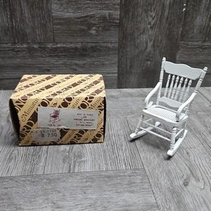 Vintage Concord Miniature White Wood Dollhouse Rocking Chair Cottage Decor NOS - Picture 1 of 7