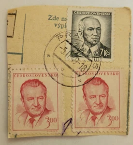 Tschechoslowakei Porto ~ Präsident K. Gottwald / Edward Benesh ~ verschickt ~ um 1953 - Bild 1 von 6