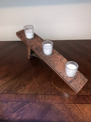 Portavelas Bourbon Barrel Stave 3 barril de vino hecho a mano en EE. UU. Foto 1 de 3