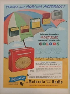 1954 vintage Motorola Portable radio print ad, unique art and color. - Picture 1 of 1