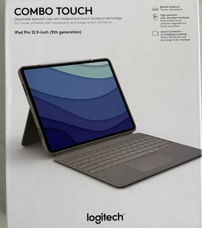 Logitech Touch Keyboard/Cover Case Folio for 12.9" iPad Pro 5th Gen Tablet Sand - Image 1 of 1