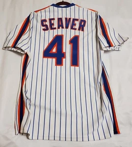 Authentic SAND KNIT 44 LARGE NEW YORK METS TOM SEAVER VINTAGE 1983 Jersey RARE - Picture 1 of 5