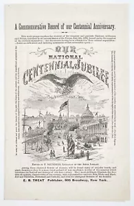 1876 Rundschreiben, Verlag E.B. Treat's Centennial Anniv. Gebete Adressen Gedichte - Bild 1 von 3