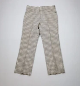 Vtg 70s Streetwear Mens 34x30 Knit Wide Leg Bell Bottoms Chino Pants Plaid USA - Picture 1 of 16
