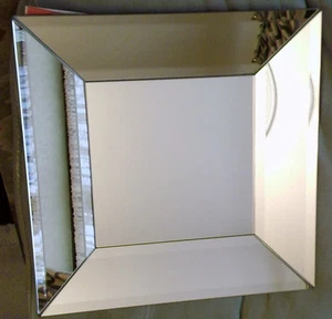 Deknundt 30cm Framed Bevelled Edged Concave Square Mirror - Picture 1 of 2