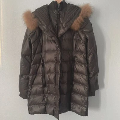 Abrigo con capucha parka de piel relleno talla grande Rudsak para mujer talla grande acolchado usado en excelente estado Foto 1 de 4