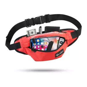 Large Fanny Pack Red Adjustable Strap Hiking Motorcycle Cycling Running Travel - Picture 1 of 8