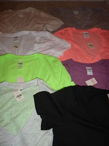 VICTORIAS SECRET PINK VNECK DOG TEESHIRT COLOR SIZE CHOICE NWT - Picture 1 of 10