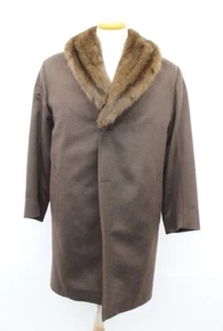 SHOWROOM NEW SABLE FUR LINED BROWN CASHMERE WOOL COAT JACKET MEN MAN SIZE 36-38 - Picture 1 of 5