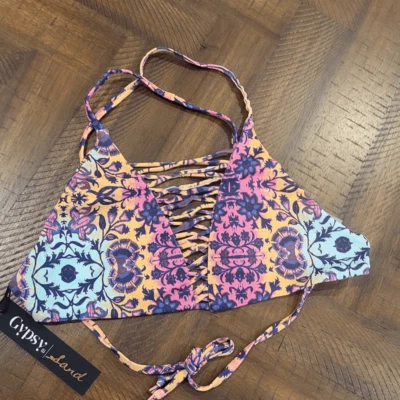 Top de bikini Gypsy 05 floral y cachemir pequeño con tiras nuevo con etiquetas Foto 1 de 4