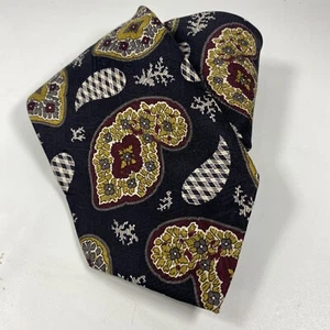 Paolo Designed by Paolo Gucci, Made in Italy, 100% Silk, Neck Tie Black Mustard - Picture 1 of 6