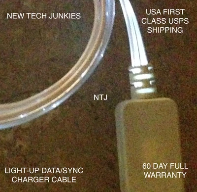 led light-up color usb data charger 电源线 适用于 iPhone X 8 7 6 5s 5c — 第 1/4 张图片