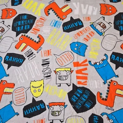 Monster Fabric Flannel Cartoon Kids Children JoAnn Material Crafts Sewing 42x55 - Image 1 of 4