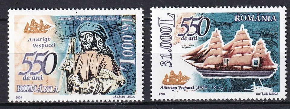 Rumania 2004 barcos, Amerigo Vespucci 2 sellos MNH Foto 1 de 1