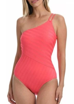 LA BLANCA 14 Coral Sun One Shoulder Ribbed Swimsuit NWT $130 - Изображение 1 из 2