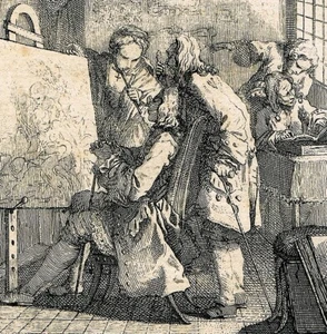 Les Connoisseurs PIERRE HUTIN Radierung 1754 8° Paris Dresden Bad Muskau NAGLER5 - Bild 1 von 3